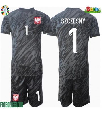 Polen Wojciech Szczesny #1 Målvakt Bortaställ Barn EM 2024 Kortärmad (+ Korta byxor)